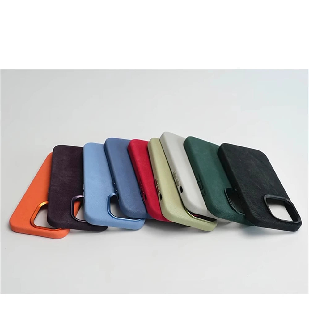Luxury Shockproof Magnetic Fiber Leather Case For iPhone 17 16 Pro Max, Air For MagSafe Wireless Charging Cover