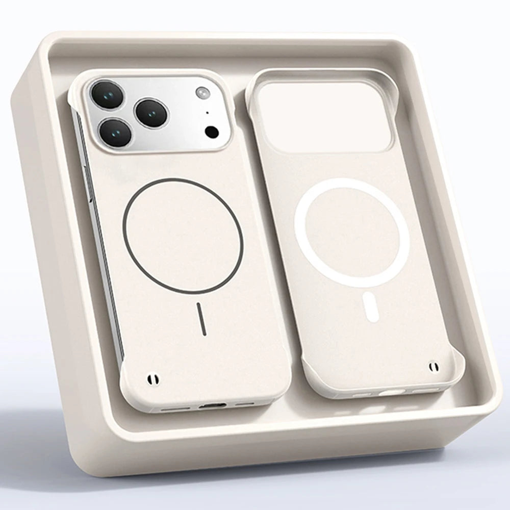 for Magsafe Bezel-less Phone Case for iPhone 17 Air 17 Pro Max Ultra Thin Frameless Hard Magnetic Cover for iPhone 17 Pro 17Air