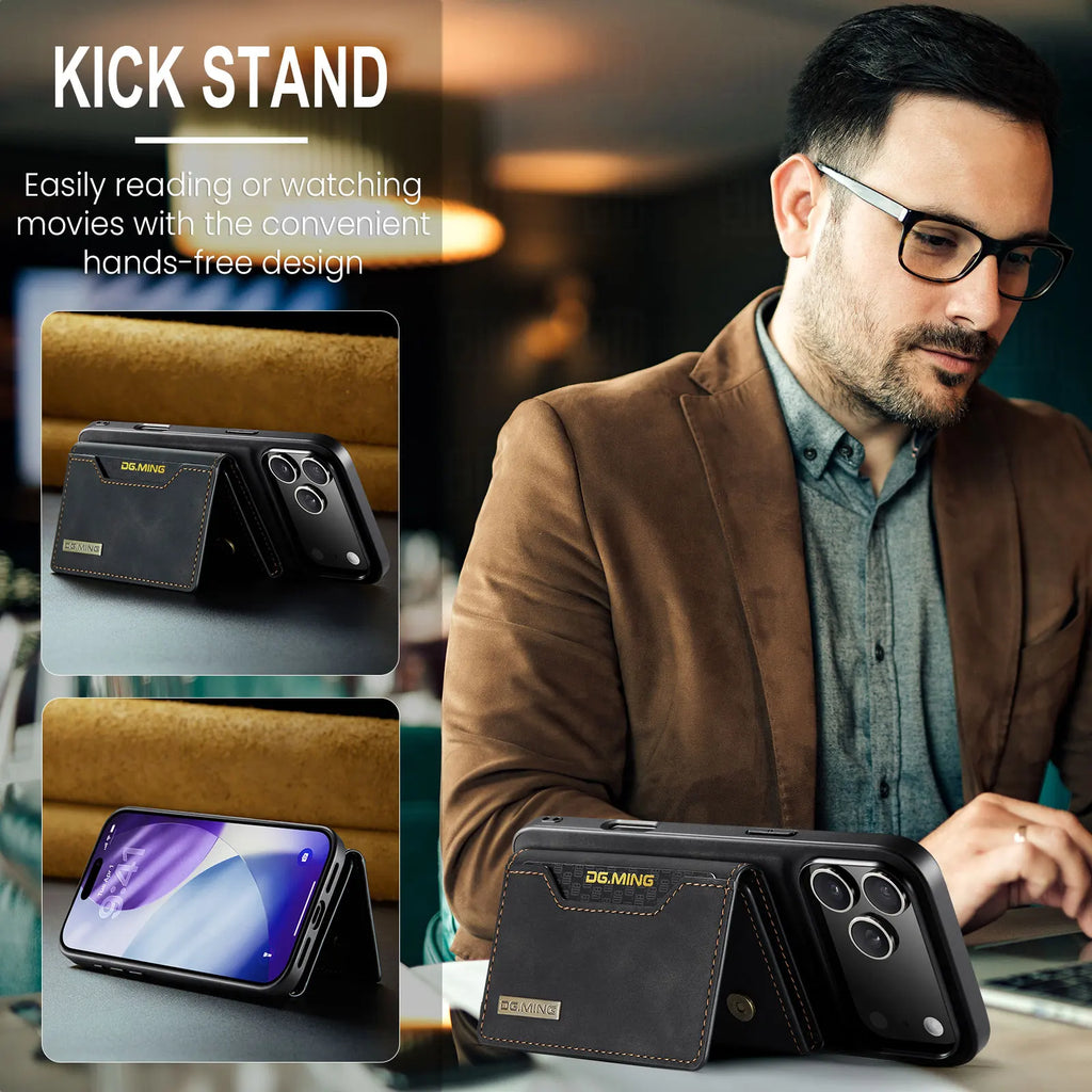 Luxury Magnetic Leather Wallet Case for iPhone 17 Pro Max 14 15 16 iPhone17 Magnet Kickstand Money Card Holder Cover