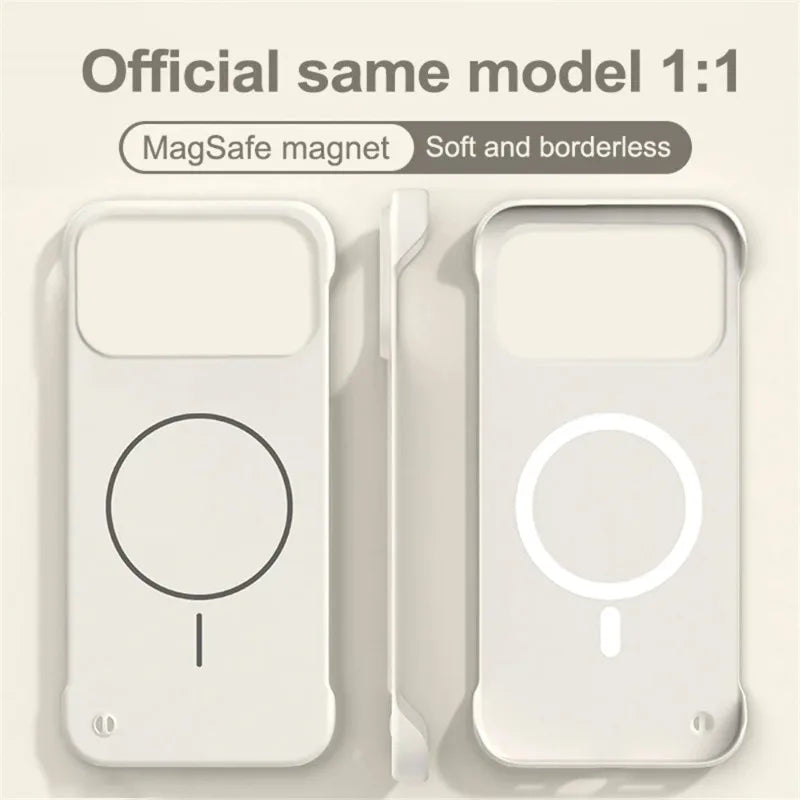for Magsafe Bezel-less Phone Case for iPhone 17 Air 17 Pro Max Ultra Thin Frameless Hard Magnetic Cover for iPhone 17 Pro 17Air
