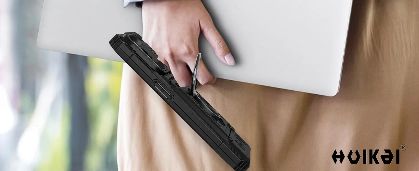 Case For iPhone 17 Pro Max 16 Pro 15 Pro Max Card Holder Magnetic Rotated Ring Kickstand Layer Heavy Shockproof Wallet Covers