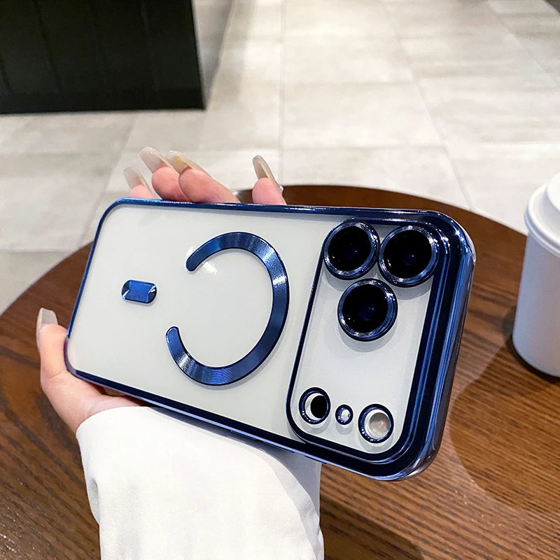 Luxury Glitter Plating Silicone Clear Soft Case For iPhone 17 Pro Max Magnetic Magsafe Cover Shell For iPhone17ProMax Ultra-Thin