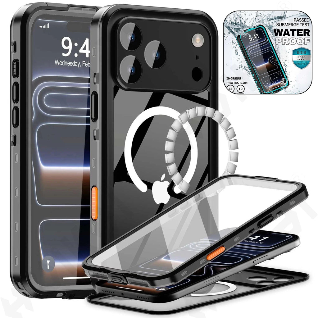 IP68 Waterproof Magnetic Case For iPhone 17 16e 16 15 14 Pro Air 13 Pro Max Protector Full Body Protective Dustproof Phone Case