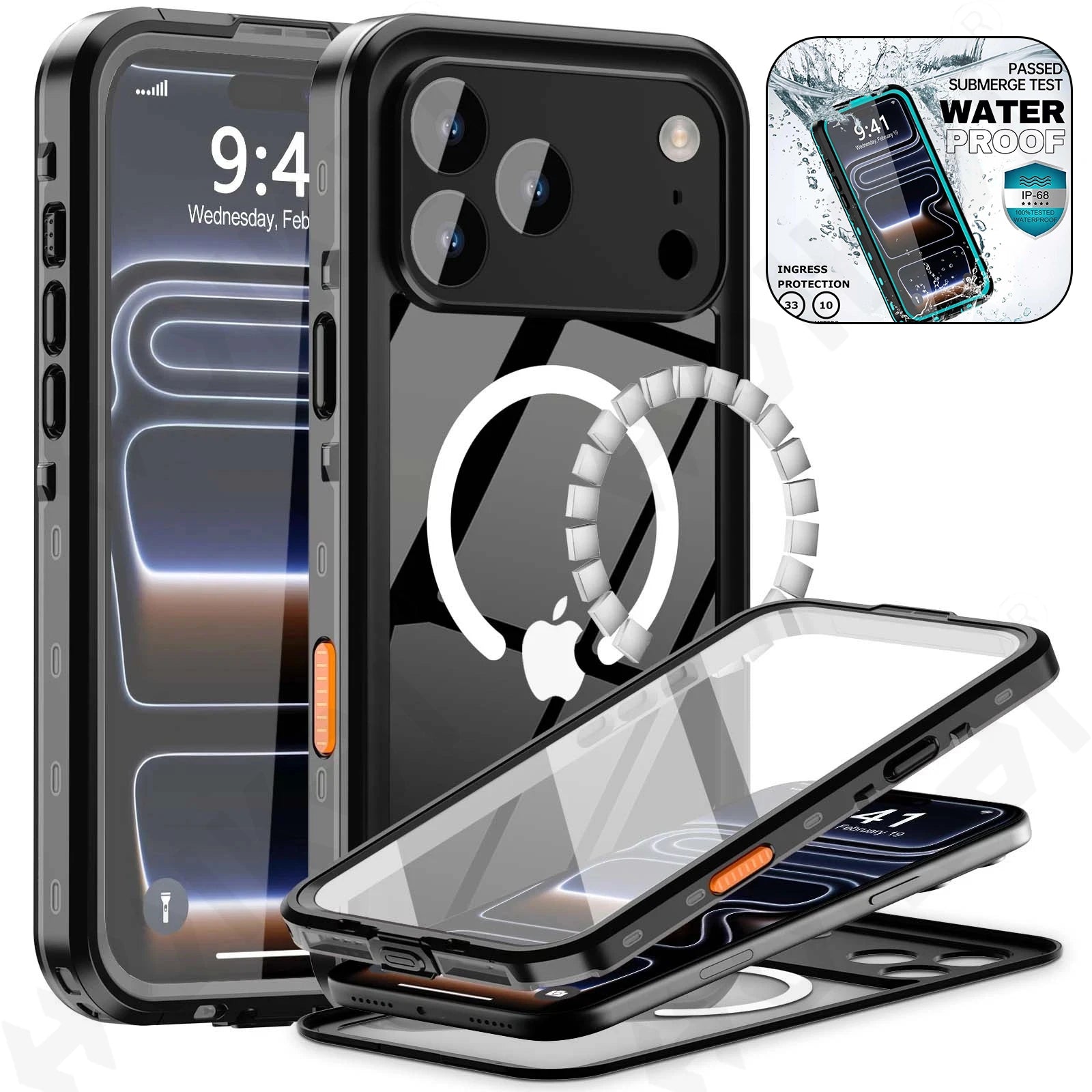 IP68 Waterproof Magnetic Case For iPhone 17 16e 16 15 14 Pro Air 13 Pro Max Protector Full Body Protective Dustproof Phone Case