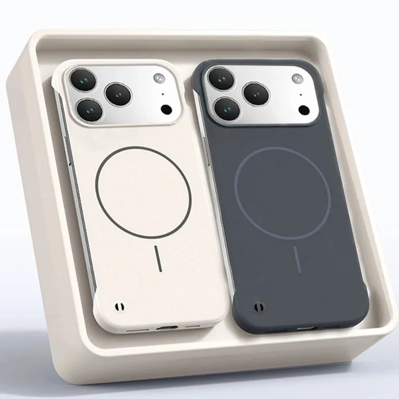 for Magsafe Bezel-less Phone Case for iPhone 17 Air 17 Pro Max Ultra Thin Frameless Hard Magnetic Cover for iPhone 17 Pro 17Air