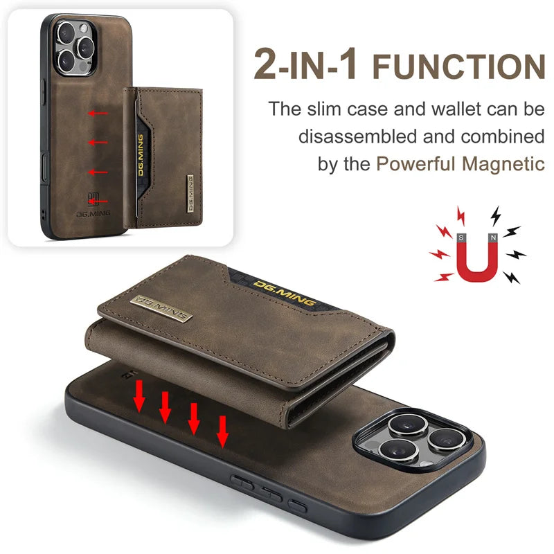 Luxury Magnetic Leather Wallet Case for iPhone 17 Pro Max 14 15 16 iPhone17 Magnet Kickstand Money Card Holder Cover