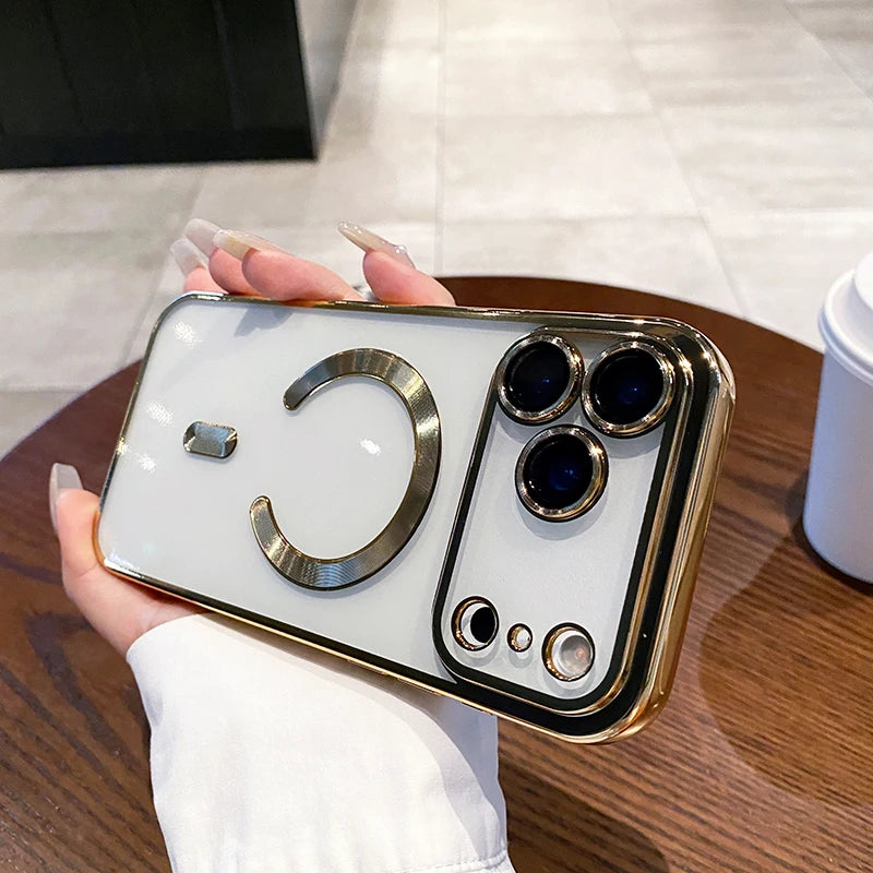 Luxury Glitter Plating Silicone Clear Soft Case For iPhone 17 Pro Max Magnetic Magsafe Cover Shell For iPhone17ProMax Ultra-Thin