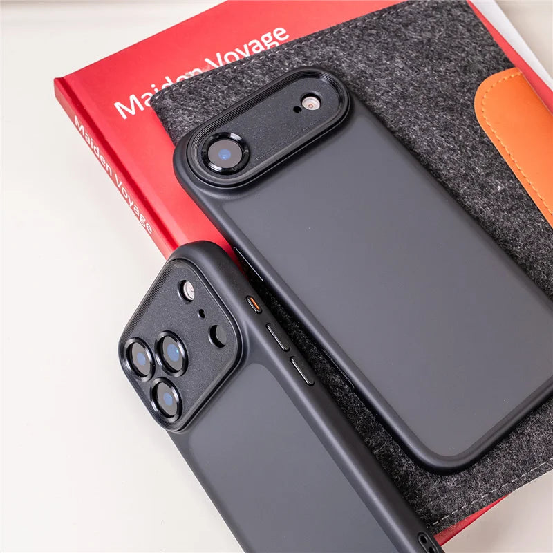 Active Touch Camera Button Matte Armor Case For iPhone 17 Air 16Pro 15 17Pro Max Translucent Hybrid Shockproof Hard Phone Cover