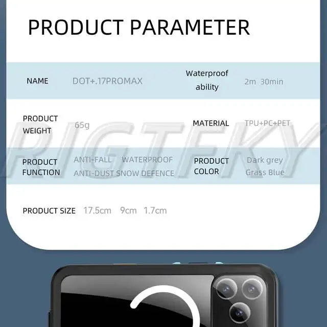 IP68 Waterproof Case For iPhone 17 16 15 13 14 Pro Max Plus Air Full Body Protective Cover Swim Underwater Diving Magnetic Case