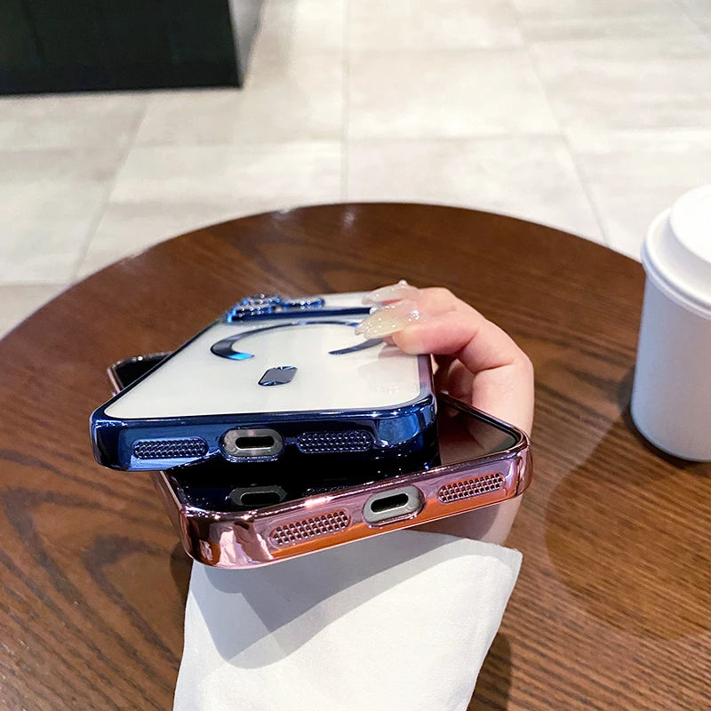 Luxury Glitter Plating Silicone Clear Soft Case For iPhone 17 Pro Max Magnetic Magsafe Cover Shell For iPhone17ProMax Ultra-Thin