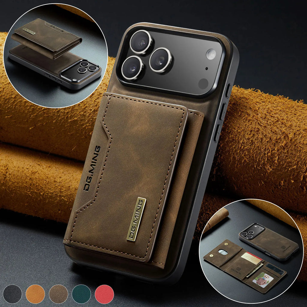 Luxury Magnetic Leather Wallet Case for iPhone 17 Pro Max 14 15 16 iPhone17 Magnet Kickstand Money Card Holder Cover