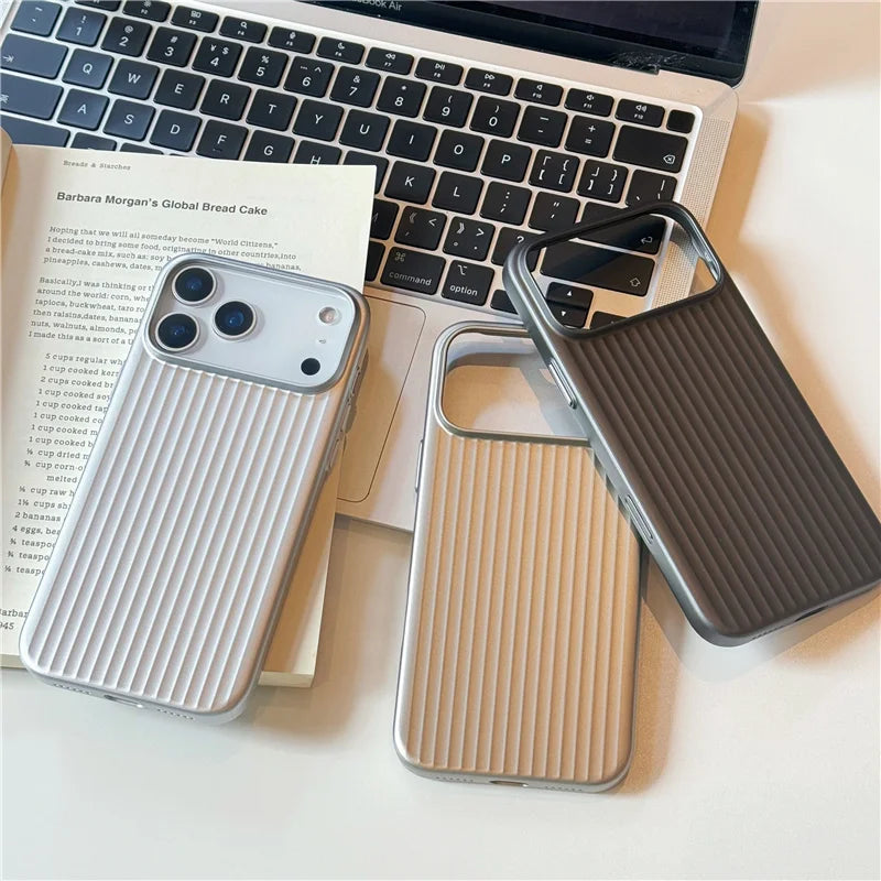 Electroplated 3D Stripes Pattern for Magsafe Magnetic Case For iPhone 17 17Pro 16 15 16Pro Max Matte Shockproof Hard PC Cover