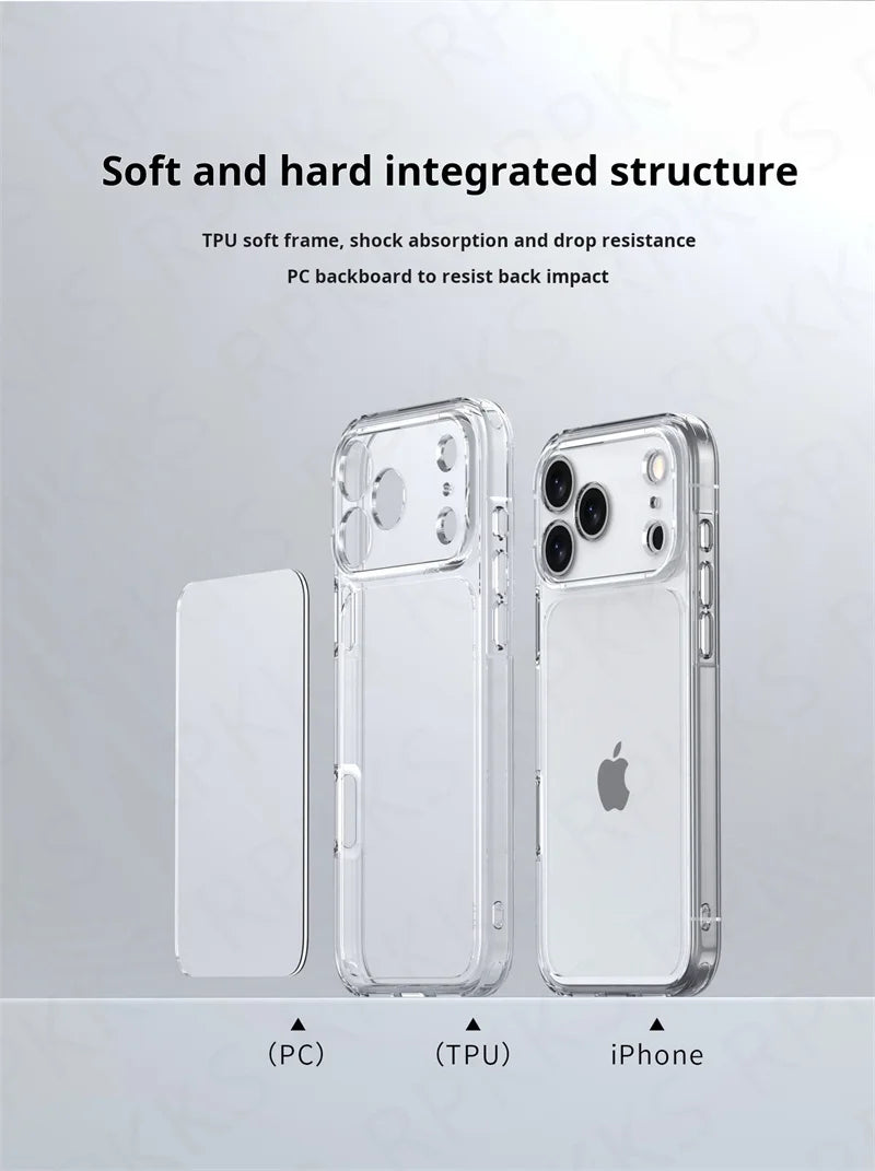 Luxury Transparent Shockproof Phone Case For iPhone 17Air 17 17Pro 17Pro Max Clear Hybrid Hard Acrylic Protective Back Cover