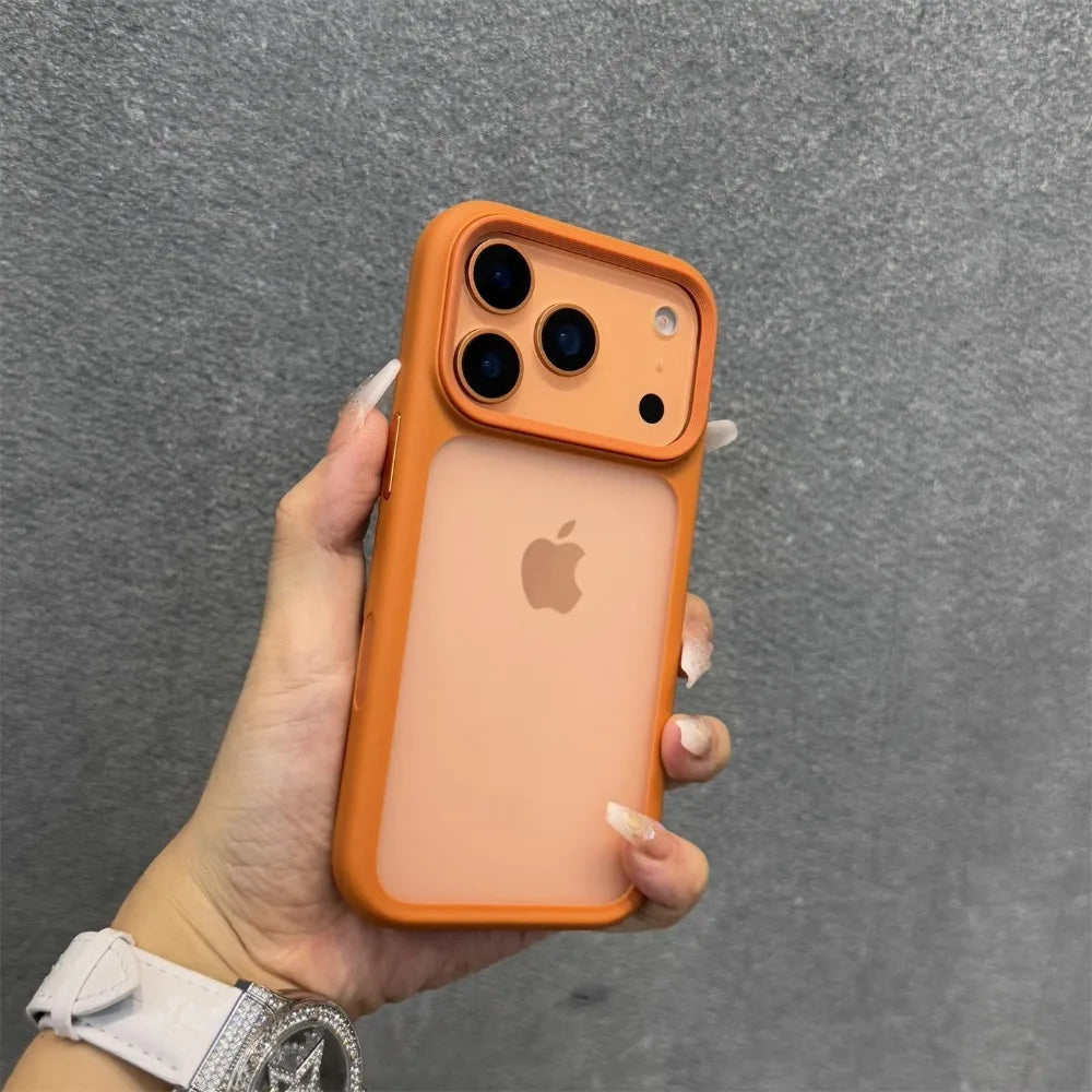 Luxury Double Color Matte Shockproof Phone Case For iPhone 17 Pro Max 17Air 17Pro Cases Metal Side Button PC+TPU Bumper Cover
