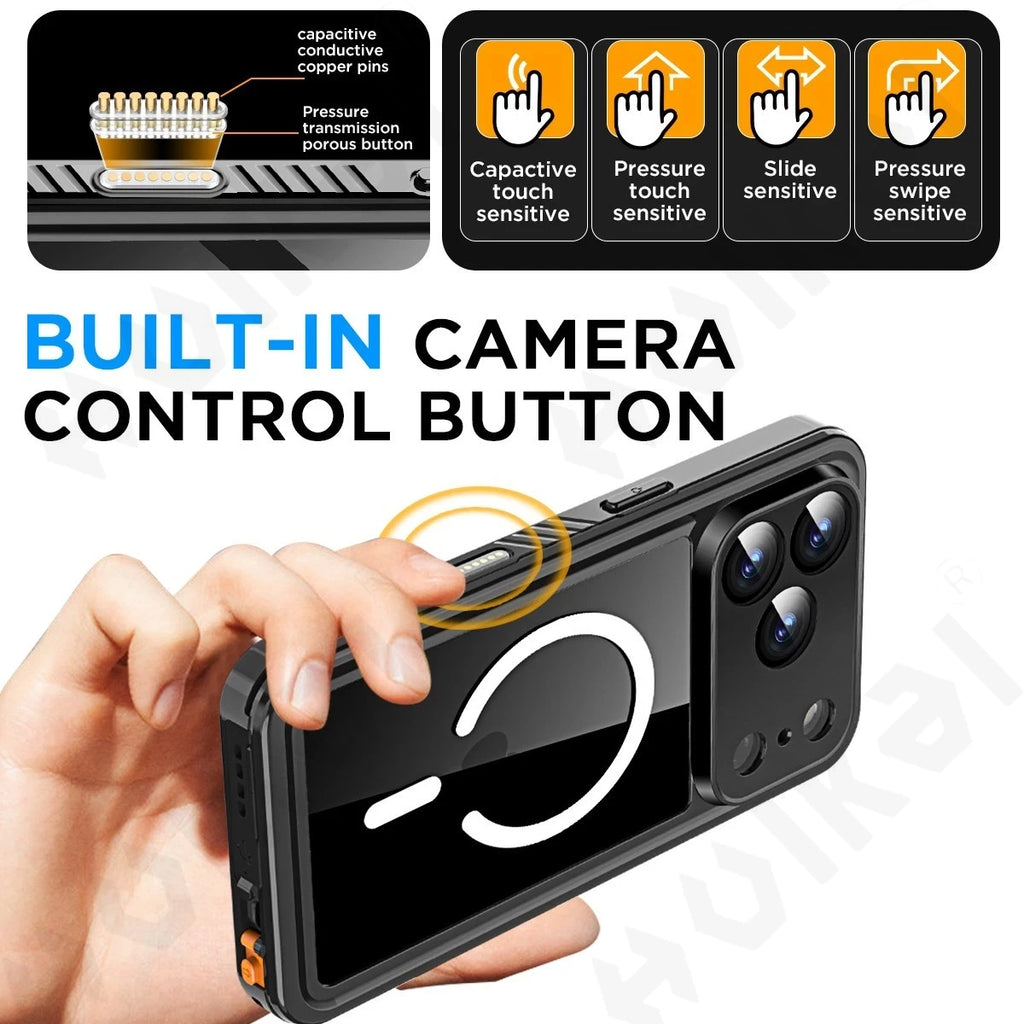 IP68 Waterproof Case For iPhone 17 16 15 14 13 12 11 Pro Max XR Plus 2025 Metal Aluminum Swimming Phone Magsafe Magnetic Cover