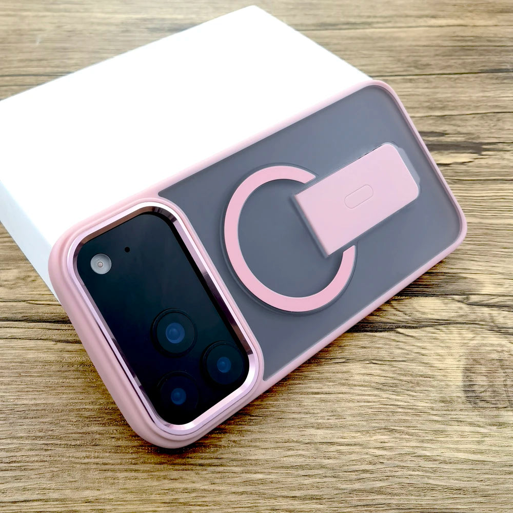 Shockproof Armor Matte Case For iPhone 17 16E 16 15 14 Pro Max Air 17Pro Magsafe Wireless Charge With Stand Full Covers