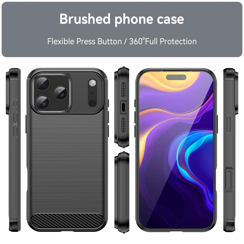 Shockproof Silicone Cases For iPhone 17 Air Pro Max Fiber Case Fundas