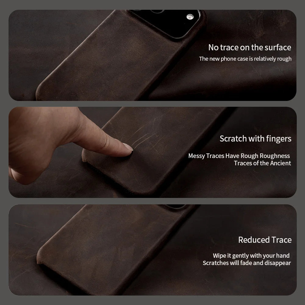 for Magsafe Case for iPhone 15 16 17 Pro Max 17Pro 17 Air 16Pro Retro Luxury Genuine PULL-UP Leather Magnetic Phone Back Cover