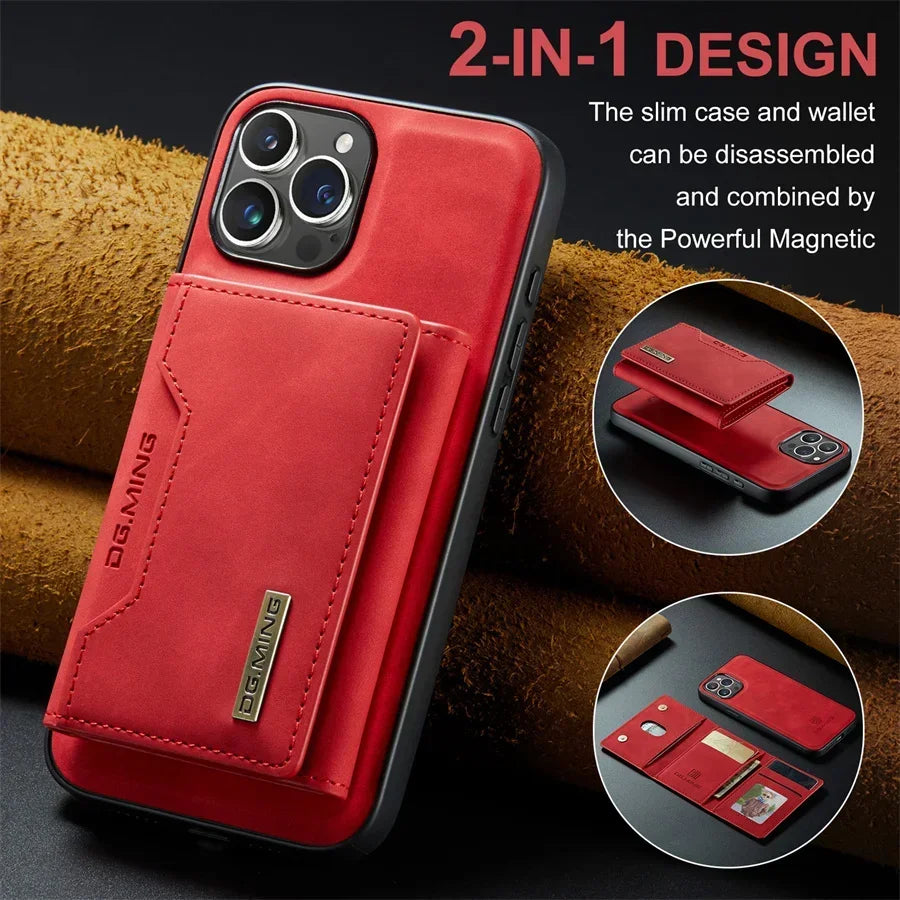 Luxury Magnetic Leather Wallet Case for iPhone 17 Pro Max 14 15 16 iPhone17 Magnet Kickstand Money Card Holder Cover