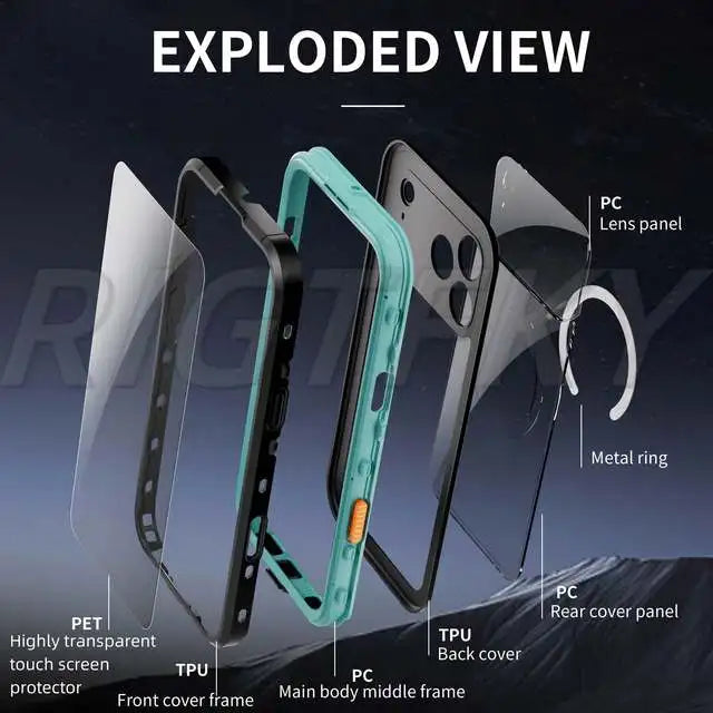 IP68 Waterproof Case For iPhone 17 16 15 13 14 Pro Max Plus Air Full Body Protective Cover Swim Underwater Diving Magnetic Case