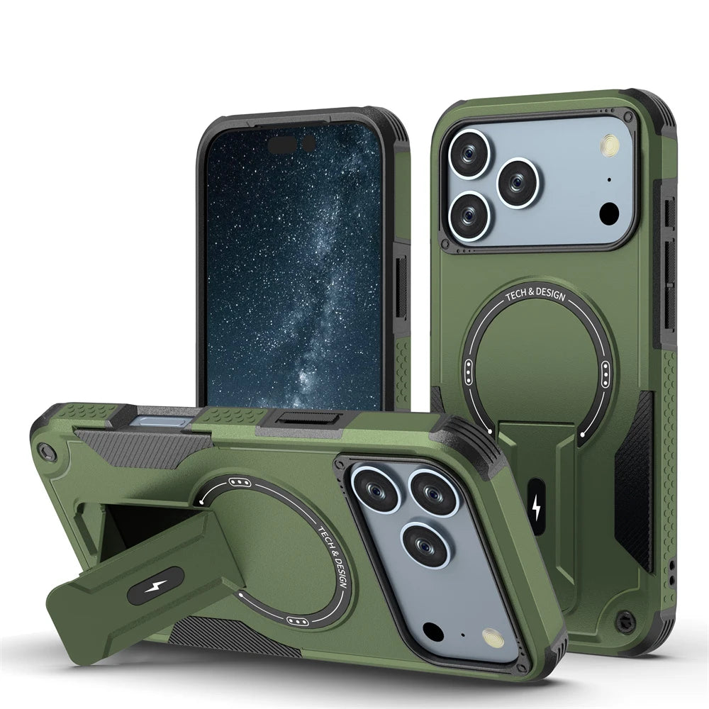 Case For iPhone 17 16 15 14 13  Pro Max Plus Magnetic Protective Magsafe Shockproof Heavy Duty Drop Protection Kickstand Cover