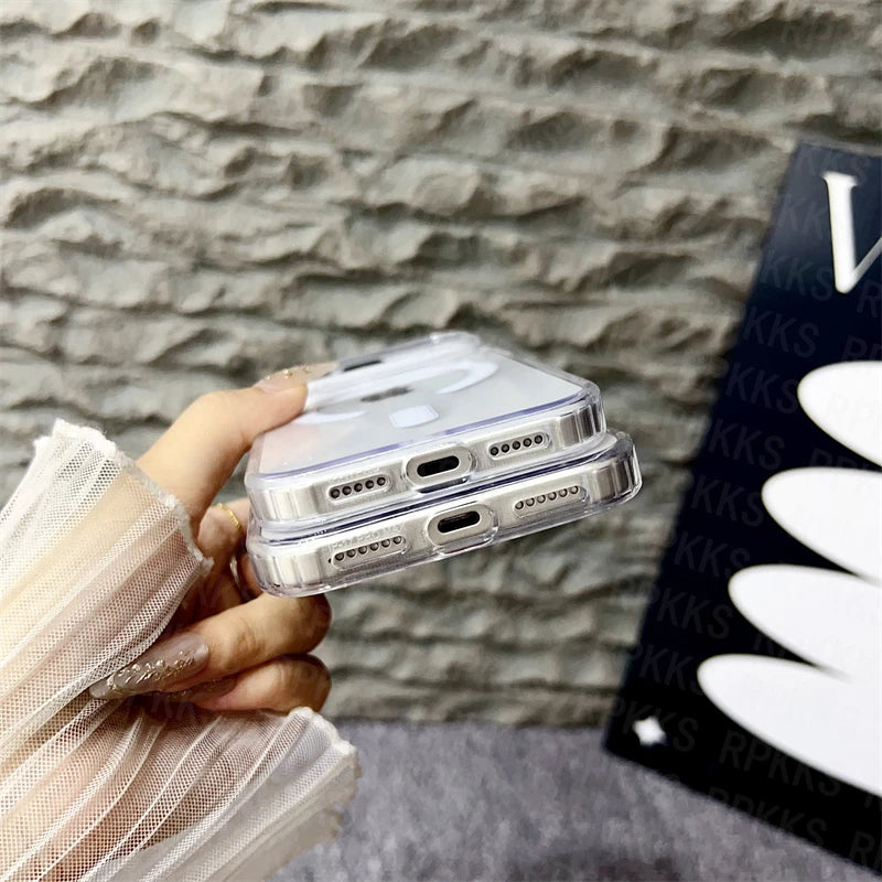 Original For Magsafe Magnetic Wireless Charging Case For iPhone 17 16 15 14 13 12 11 Pro Max Plus 17 Air Mini Clear Back Cover