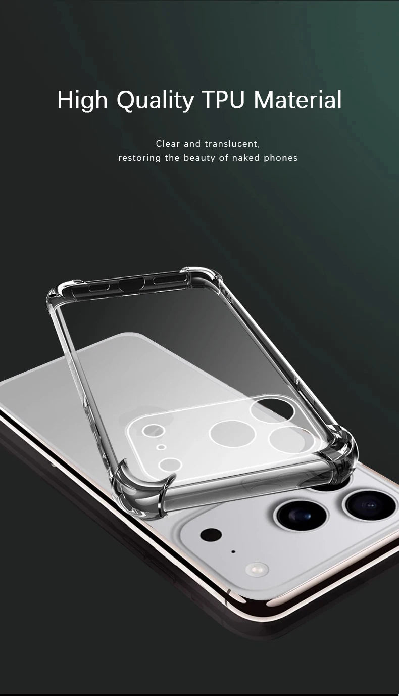 Airbag Anti Knock Phone Case for IPhone17 IPhone 17 Pro Max Air 5G Soft Clear Transparent Silicone Air Bag Corners Bumper Cover