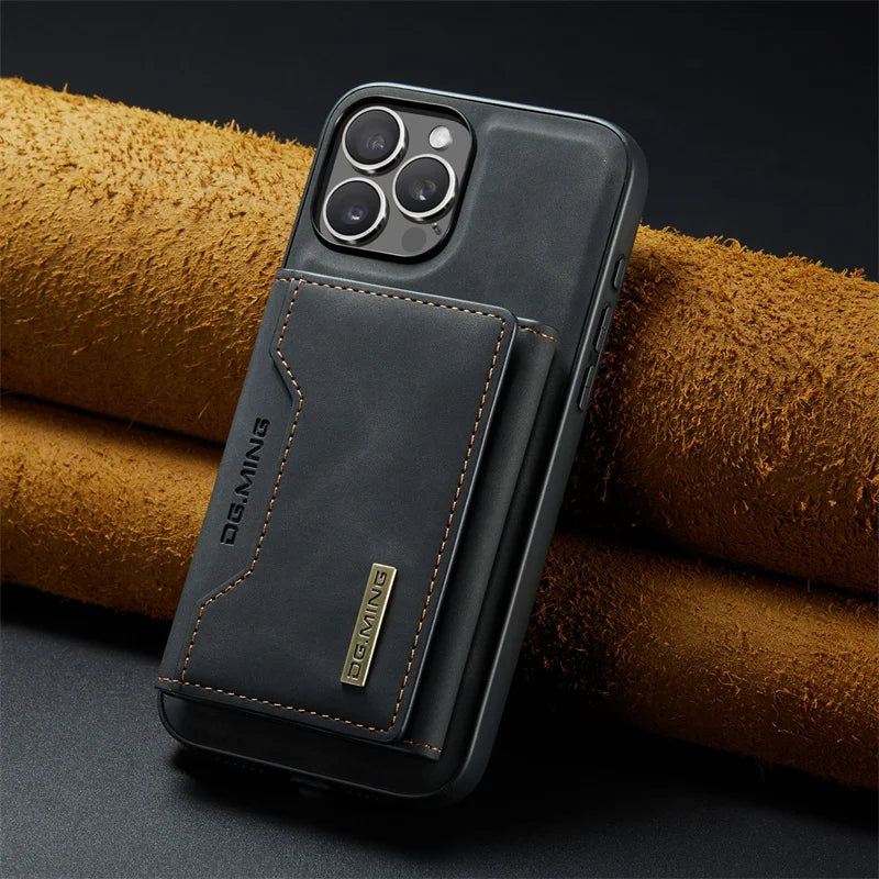 Luxury Magnetic Leather Wallet Case for iPhone 17 Pro Max 14 15 16 iPhone17 Magnet Kickstand Money Card Holder Cover