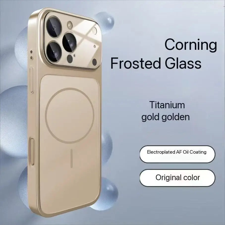 Luxury frosted glass material shockproof magnetic protective cover for iPhone 17 Air 17 16 15 14 13 Pro Max  Magsafe phone case