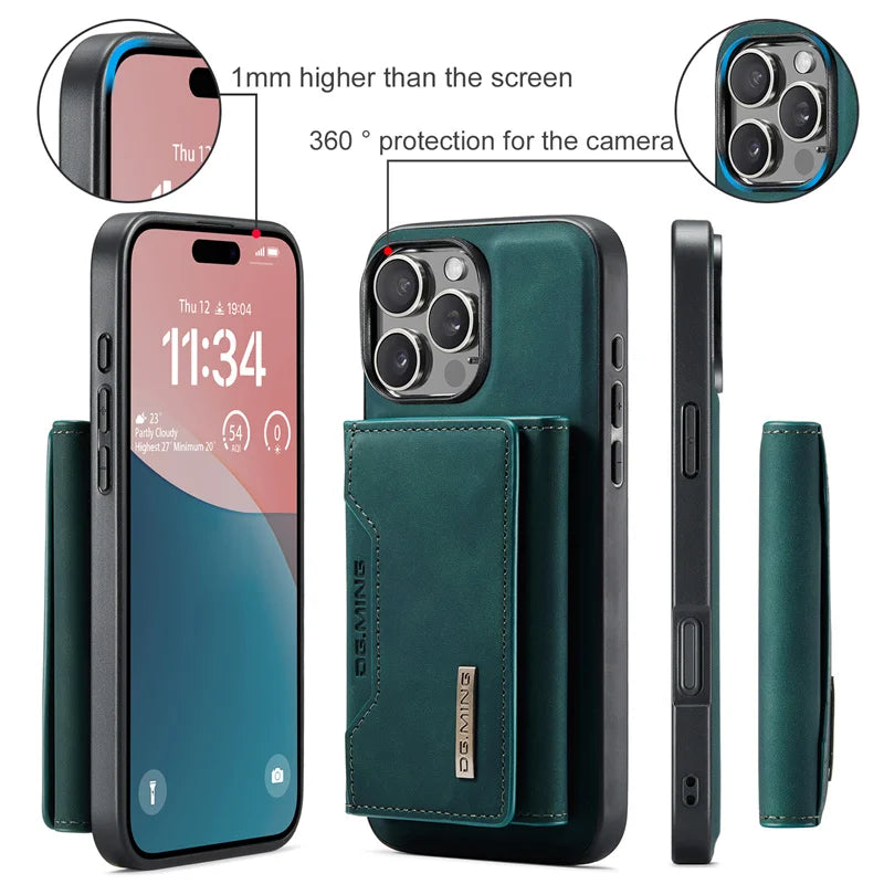 Luxury Magnetic Leather Wallet Case for iPhone 17 Pro Max 14 15 16 iPhone17 Magnet Kickstand Money Card Holder Cover