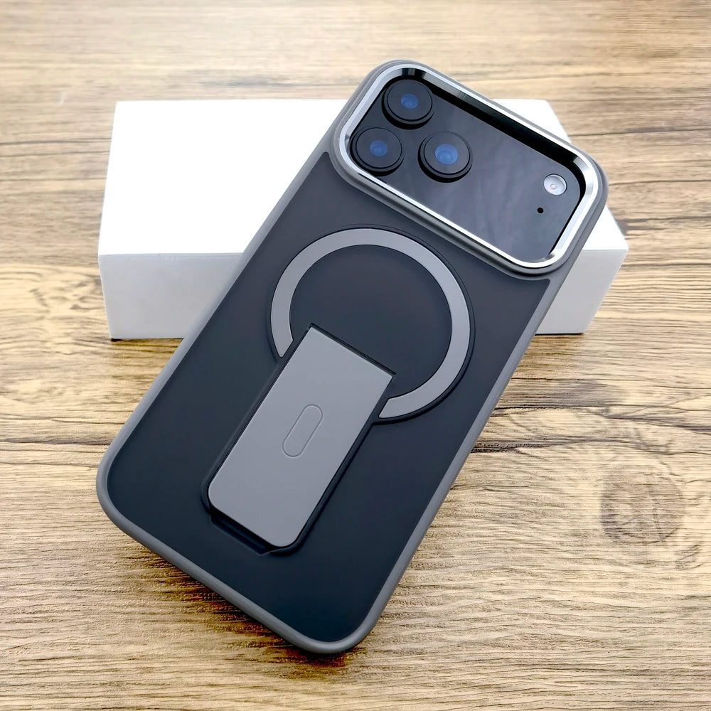 Shockproof Armor Matte Case For iPhone 17 16E 16 15 14 Pro Max Air 17Pro Magsafe Wireless Charge With Stand Full Covers