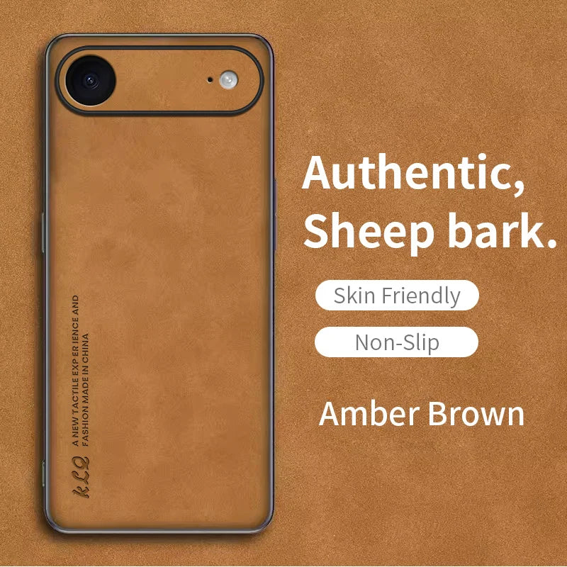 For Iphone 17 Air Case Luxury Sheepskin Leather Silicone Shockproof Bumper Cover for Iphone 17 Pro Max Protective Matte Shell