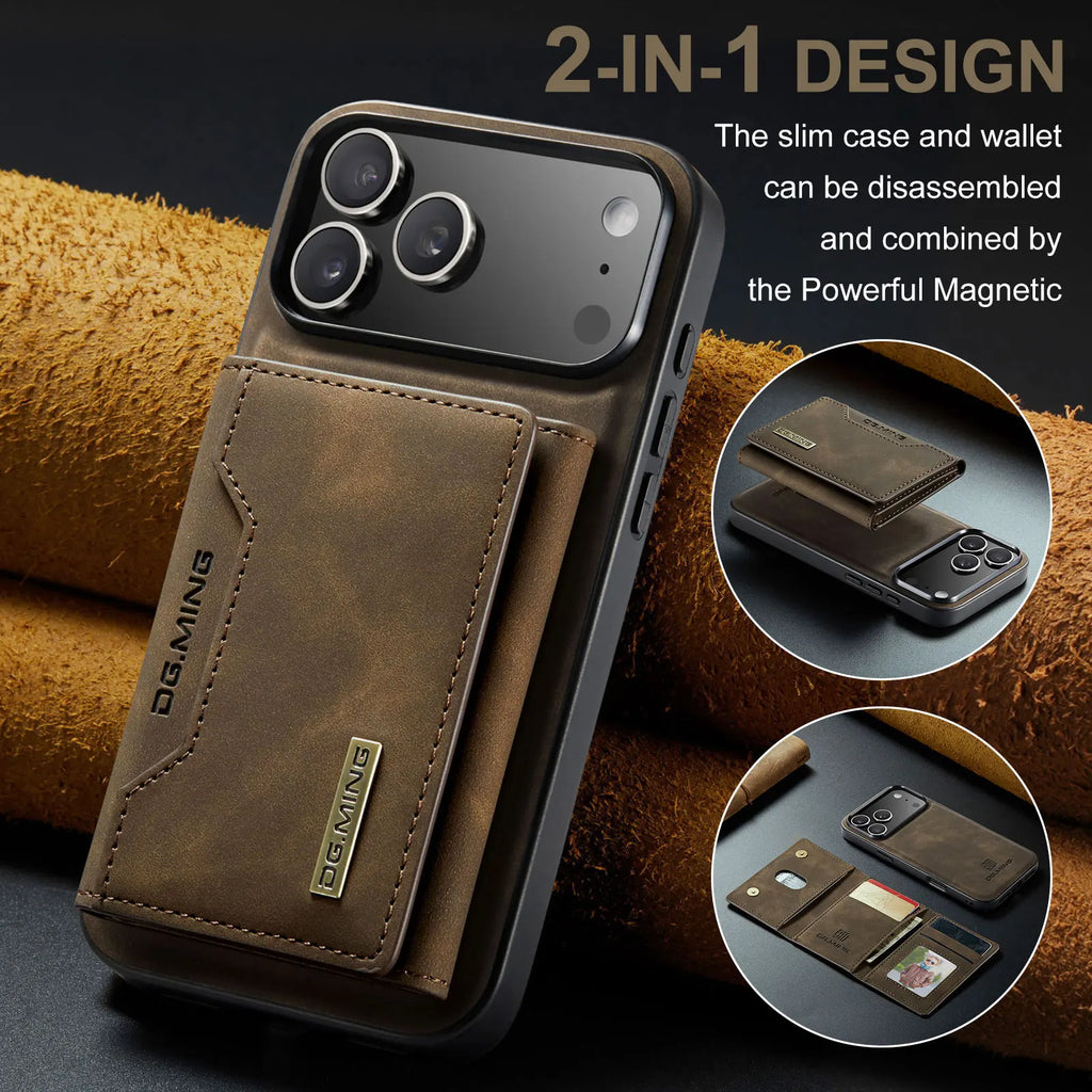 Luxury Magnetic Leather Wallet Case for iPhone 17 Pro Max 14 15 16 iPhone17 Magnet Kickstand Money Card Holder Cover