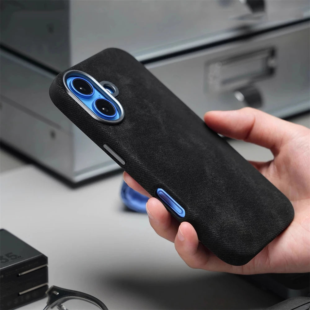 Luxury Shockproof Magnetic Fiber Leather Case For iPhone 17 16 Pro Max, Air For MagSafe Wireless Charging Cover