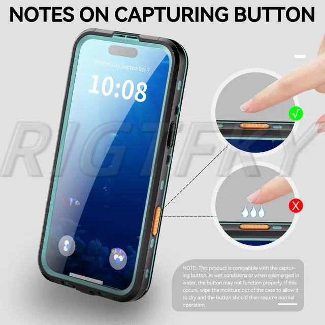 IP68 Waterproof Case For iPhone 17 16 15 13 14 Pro Max Plus Air Full Body Protective Cover Swim Underwater Diving Magnetic Case