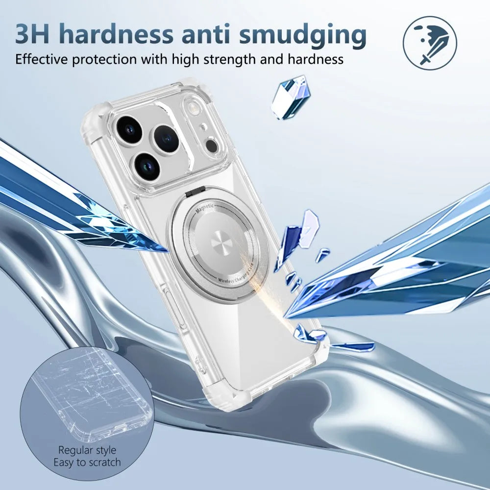 Transparent Magnetic Case For iPhone 17 Pro Max 17 Air 17Pro Max Cover 360°Rotating Metal Ring Car Holder Anti-fall Cases Fundas
