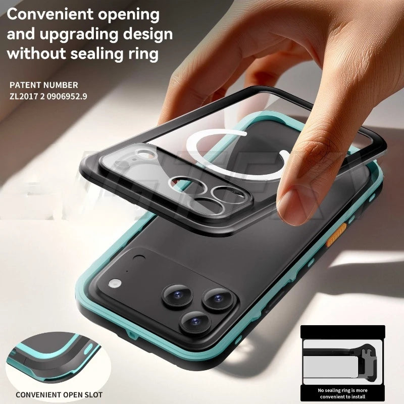 IP68 Waterproof Case For iPhone 17 16 15 13 14 Pro Max Plus Air Full Body Protective Cover Swim Underwater Diving Magnetic Case