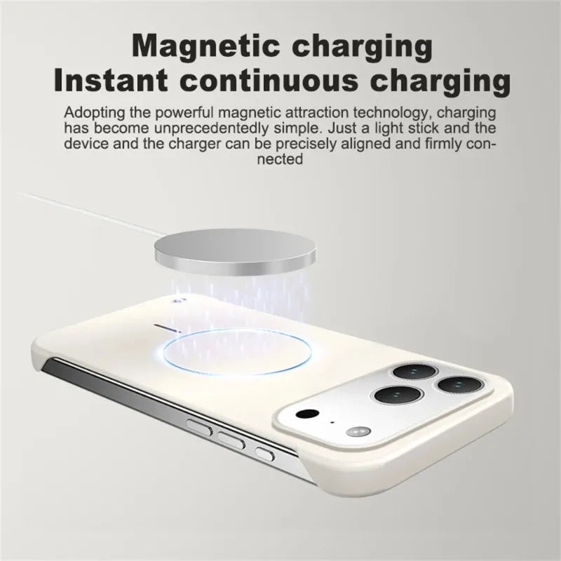 for Magsafe Bezel-less Phone Case for iPhone 17 Air 17 Pro Max Ultra Thin Frameless Hard Magnetic Cover for iPhone 17 Pro 17Air