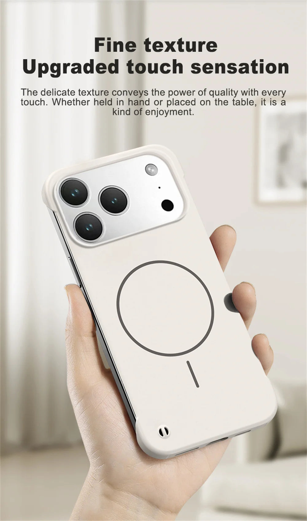 for Magsafe Bezel-less Phone Case for iPhone 17 Air 17 Pro Max Ultra Thin Frameless Hard Magnetic Cover for iPhone 17 Pro 17Air