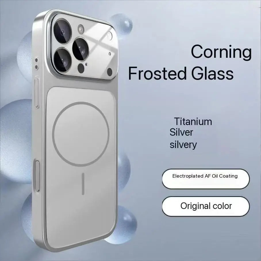 Luxury frosted glass material shockproof magnetic protective cover for iPhone 17 Air 17 16 15 14 13 Pro Max  Magsafe phone case
