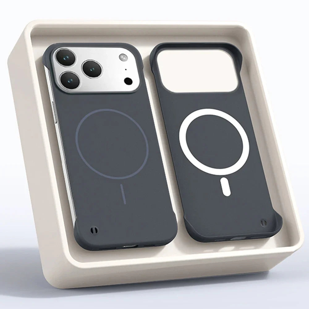 for Magsafe Bezel-less Phone Case for iPhone 17 Air 17 Pro Max Ultra Thin Frameless Hard Magnetic Cover for iPhone 17 Pro 17Air
