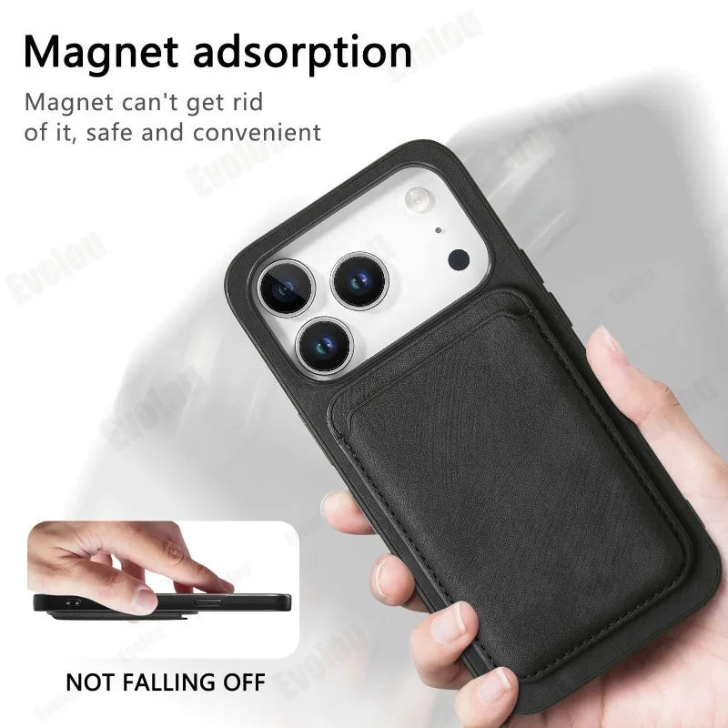 For Magsafe Detachable 2 in 1 Leather Case for IPhone 17 Pro Max Magnetic Wallet Card Pocket Cover for IPhone 17 Air 17pro Max