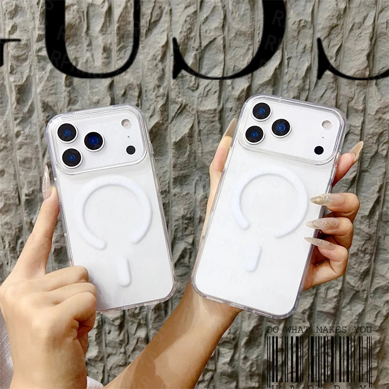 Original For Magsafe Magnetic Wireless Charging Case For iPhone 17 16 15 14 13 12 11 Pro Max Plus 17 Air Mini Clear Back Cover