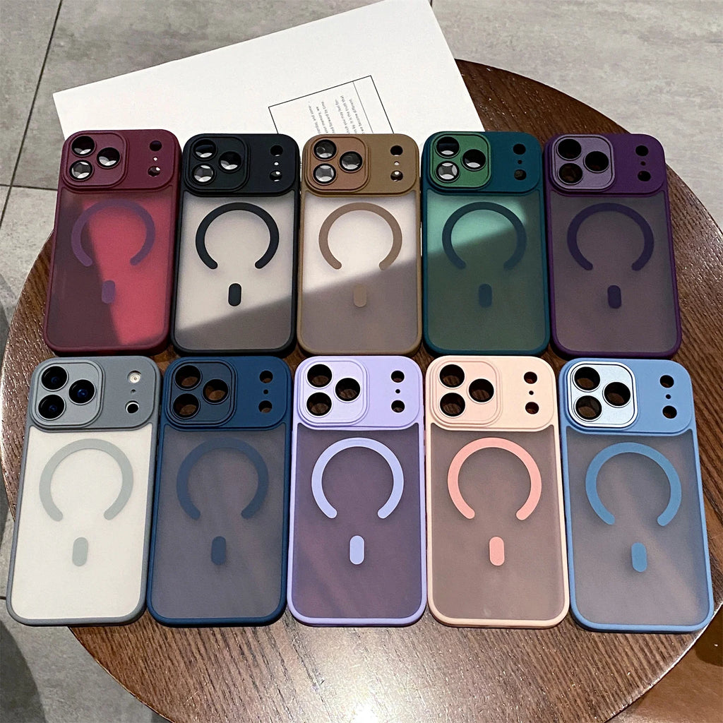 Luxury Matte Magsafe Magnetic With Lens film Phone Case For iPhone 17 17Air 17 Pro 17ProMax Hard PC Bumper Cover