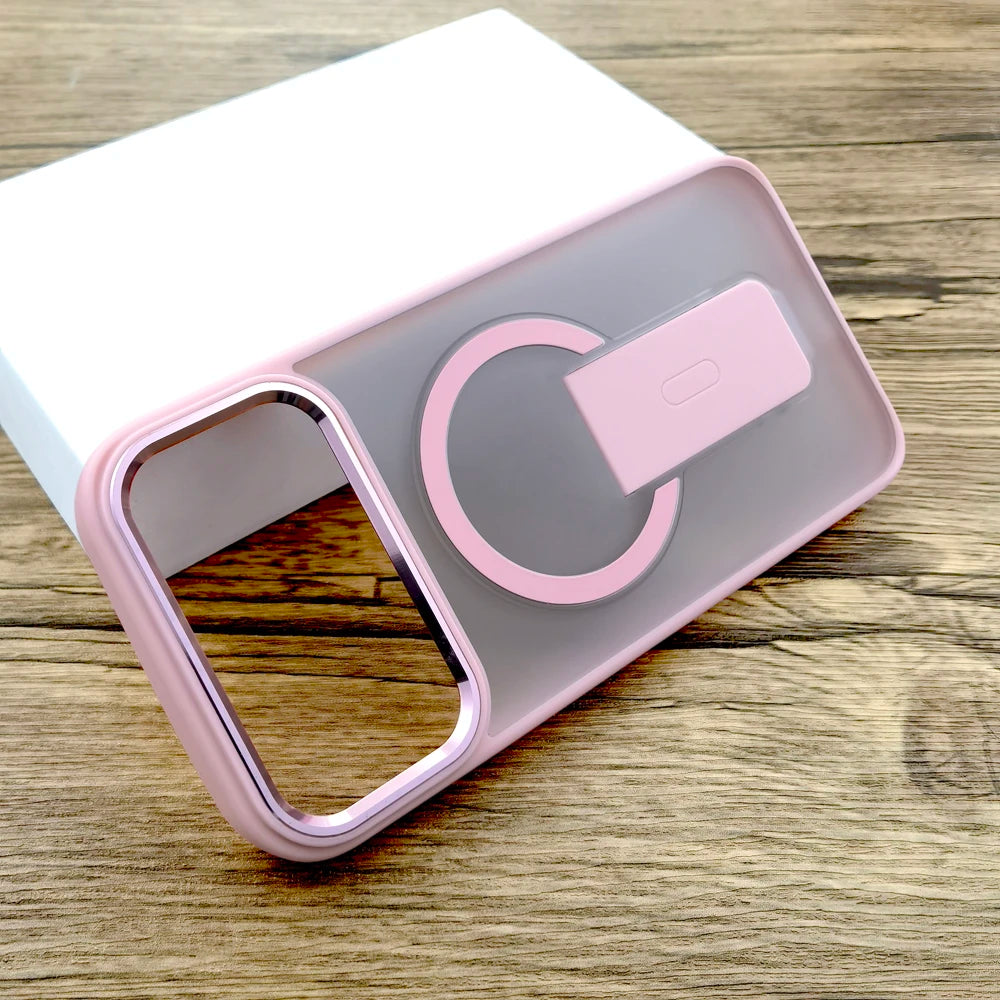 Shockproof Armor Matte Case For iPhone 17 16E 16 15 14 Pro Max Air 17Pro Magsafe Wireless Charge With Stand Full Covers