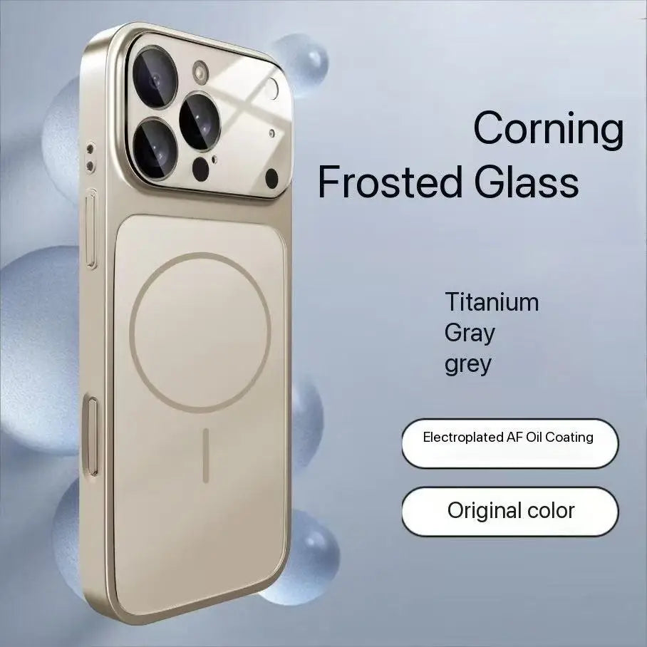 Luxury frosted glass material shockproof magnetic protective cover for iPhone 17 Air 17 16 15 14 13 Pro Max  Magsafe phone case