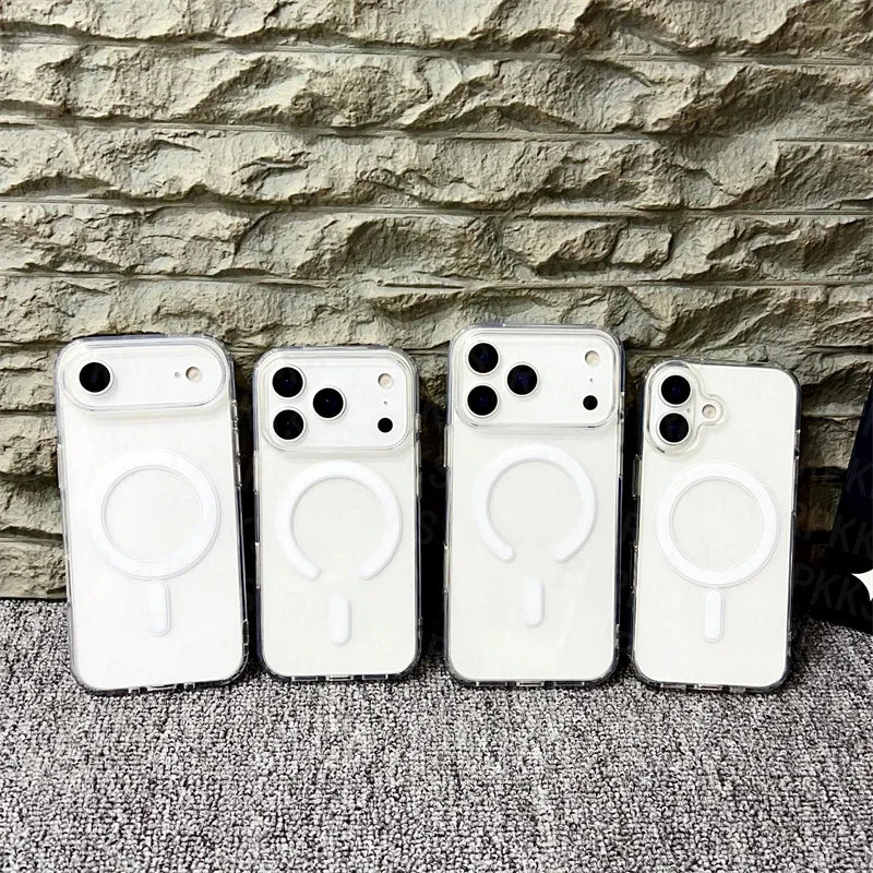 Original For Magsafe Magnetic Wireless Charging Case For iPhone 17 16 15 14 13 12 11 Pro Max Plus 17 Air Mini Clear Back Cover