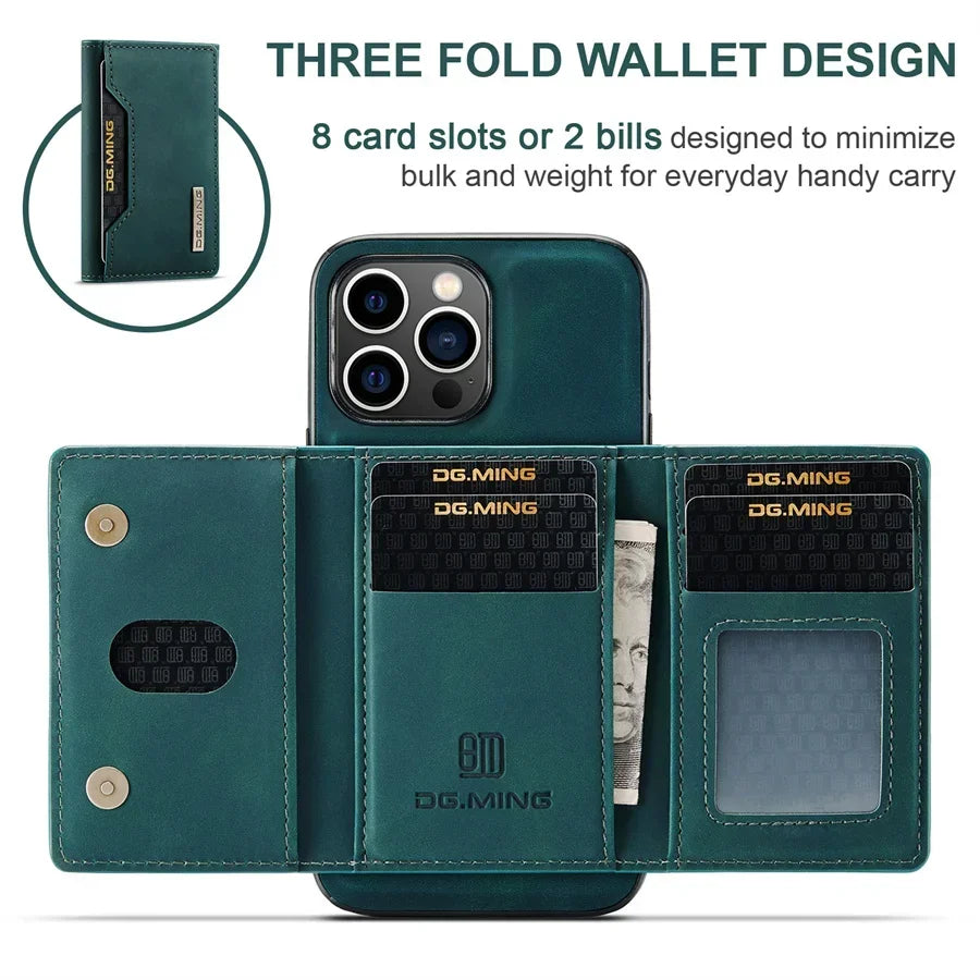 Luxury Magnetic Leather Wallet Case for iPhone 17 Pro Max 14 15 16 iPhone17 Magnet Kickstand Money Card Holder Cover