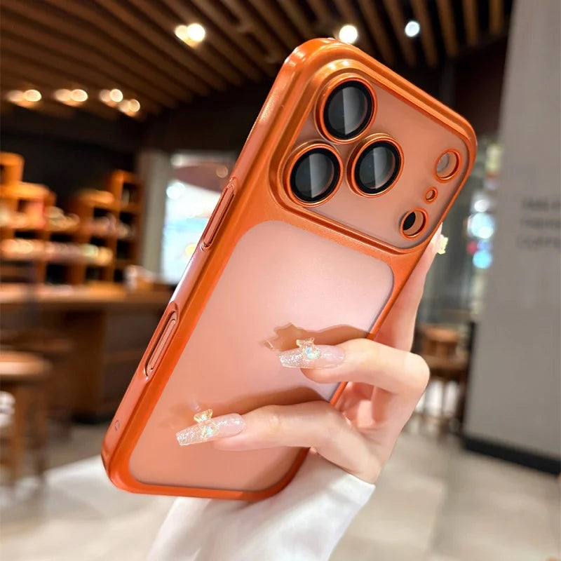 Plating Frosted Translucent Thin Phone Case For iPhone 17 Pro Max 17 Pro 17 Air 17 Series Official Cosmic Orange Bumper Cover
