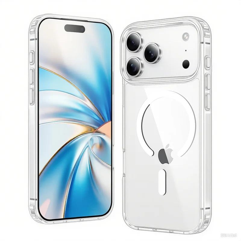 Shockproof Magnetic Hard Acrylic Case for iPhone 17 Air Case Luxury Military Grade Transparent Silicone Soft Back Cover Shell